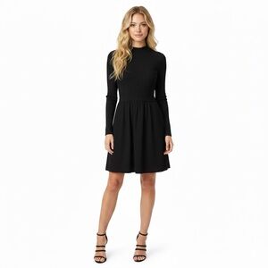 NWT Maurices Solid Black Mock Neck Long Sleeve Mini Dress Size Medium